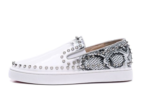 

designer red bottom casual shoes discount luxury designer fashion spike shoes men and women flat bottom loafers, Black