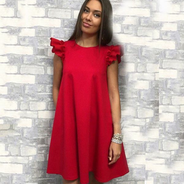 

женской летней boho гофрированной solid color cocktail party пляж сыпучей мини платье, Black;gray
