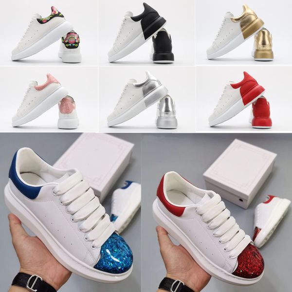 

2020 new glitter flat casual shoe 36-45 women men leather platform shoes toe cap heels glitter reflective triple vintage platform sneakers, Black