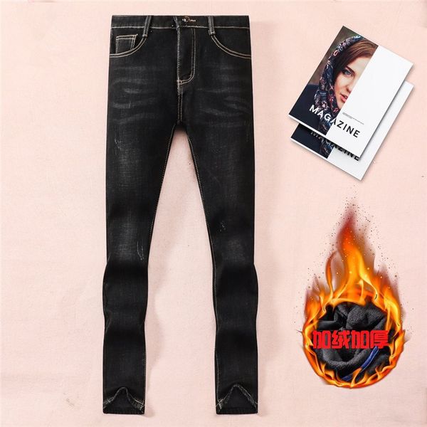 

winter thick type mens jeans designer new arrivals washed blue luxury jeans slim fit motorcycle biker trousers warm us size 29-40