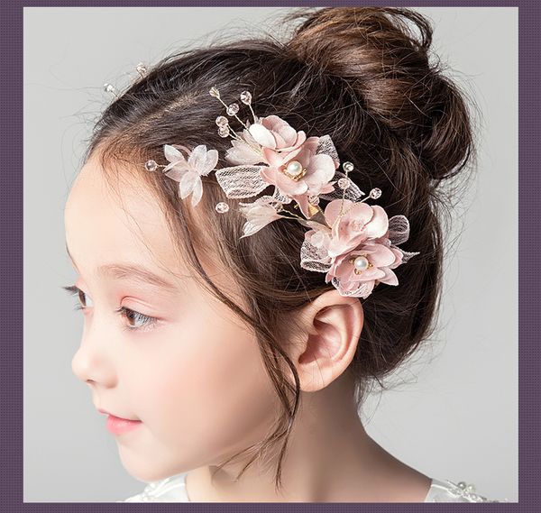 Beauty Pink Flowers Girls Head Pieces Flower Girls Head Pieces Girls Headbands Girl S Wedding Tiara Crown Kids Accessories H324074 Baby Girl Head