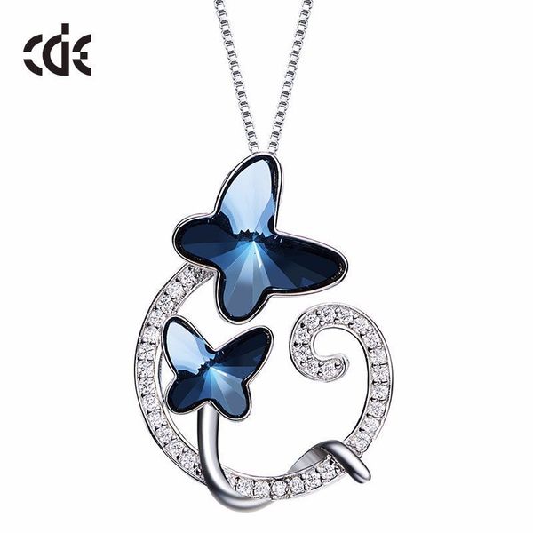 

silver xidaier butterfly s925 pure necklace female uses swarovski element crystal ornaments