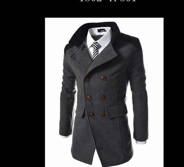 

mens designer coats fashion lapel neck thick winter mens coat double breasted long sleeve mens cloth, Black