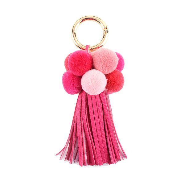 

красочный boho стиль большого шар с pompom сумка висит с кисточкой брелки для женщин ювелирных изделий, Black