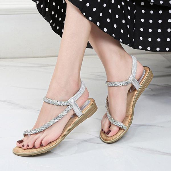 

trendy ladies sandals summer woman shoes bohemian women sandals fashion flip flops women casual flat shoes, Black