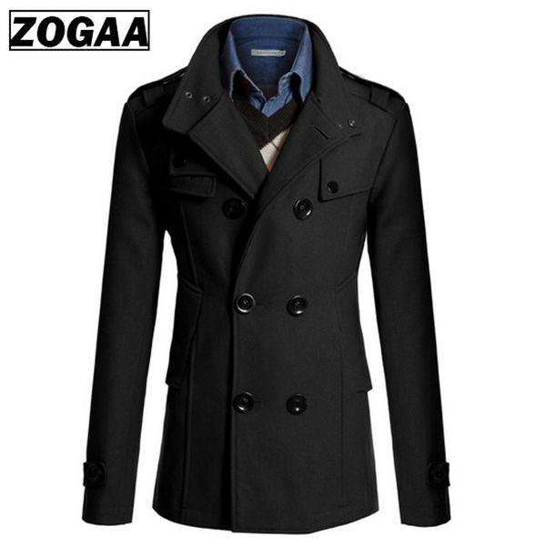 

2019 spring men's jacket coat warm woolen casual slim fit double-breasted business male jacket overcoat trench suits coat men, Black;brown