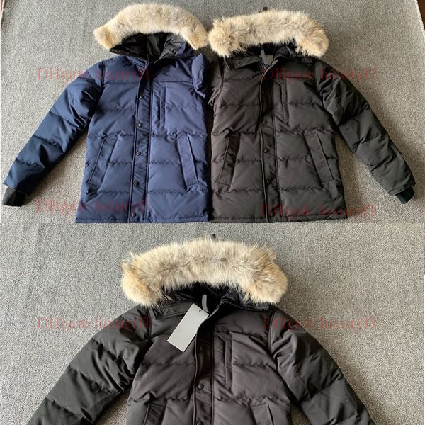 

coyote fur winter jacket men's down & parkas north goose down jacket hoodies fur parka c/g puffer coats thicken warm e14 3xl, Black