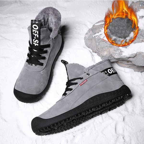 

men boots timber land shoes 2019 winter shoes men work safety boots plus size plush super warm men's footwear winter, Black