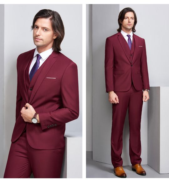 

wedding tuxedos slim fit suits for men groomsmen suit three pieces prom formal suits (jacket+pants+vest+tie) 085, Black;gray