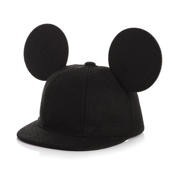 

fashion parent-child mouse ears wool baseball cap children animal flat brim caps beach women men snapback hat kids hip hop hats, Blue;gray