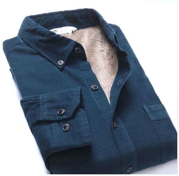 

quality brand winter warm corduroy cotton man thick fleece velvet dress shirts male soft button down men dress shirt streetwear, White;black