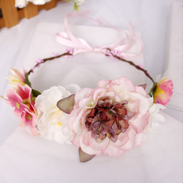 Kinder Party Haarschmuck Blumenkrone Mädchen Simulation Stereo Blume Festzug Kranz Strand Hochzeit Girlanden für Frauen C5697