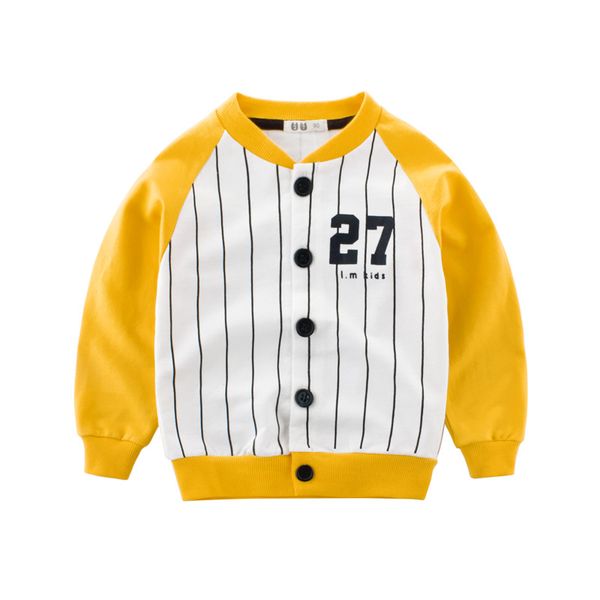 

toddler boy jacket autumn 2019 children's long sleeve buttons striped hooded coats boys casual coat kids cute baseball uniform, Blue;gray