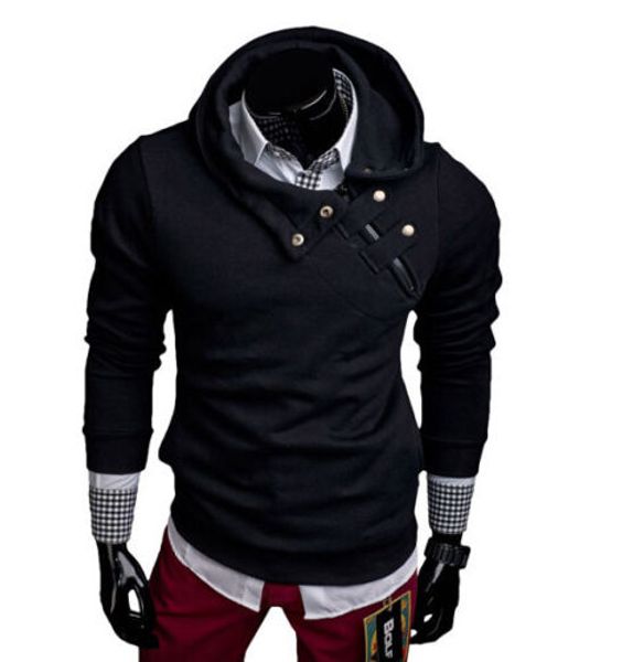 

new men hoodie hip-hop skateboard long sleeve o-neck zippers sweatshirts pullover coat hoody m-3xl, Black