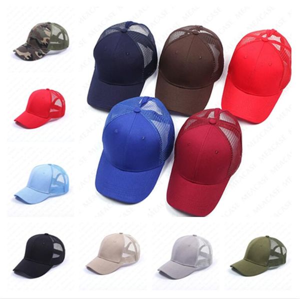 

summer mesh ponytail baseball cap hats women solid color snapback brand ball caps patchwork outdoor travel sports visor cap 15color d7605, Yellow