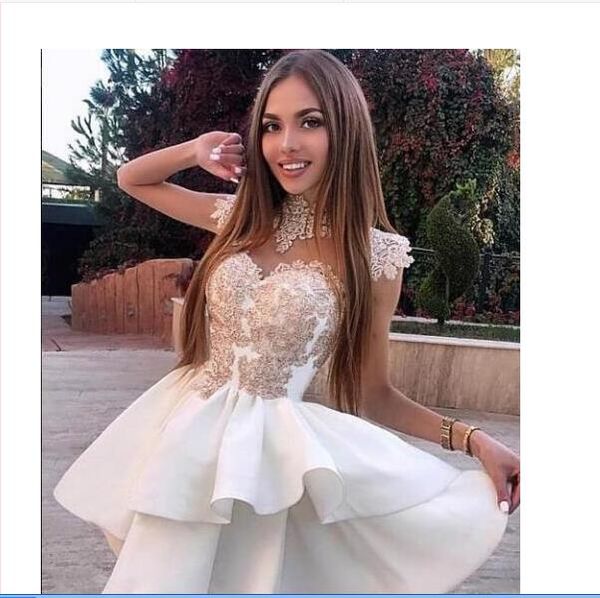 

sheer lace appliques homecoming dresses tiered 2020 sleeveless short graduations party gowns customized vestidos de soiree cheap, Red