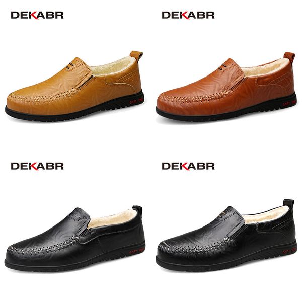 

dekarb men genuine leather casual shoes loafers men shoes quality comfort soft shoes men flats moccasins big size 37~47, Black