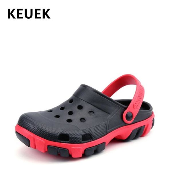

summer men sandals breathable comfortable outdoor beach shoes non-slip hollow cut garden shoes 02c t200420, Black