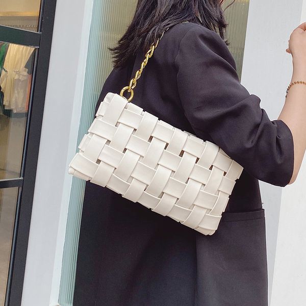 

armpits bags knitted baguette bags mini pu leather shoulder 2020 women chain design luxury hand bag female travel handbag