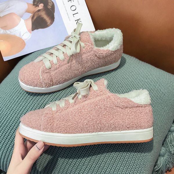 

loafers fur round toe korean shoes shallow mouth all-match autumn female footwear casual sneaker 2019 fall dress small new, Black