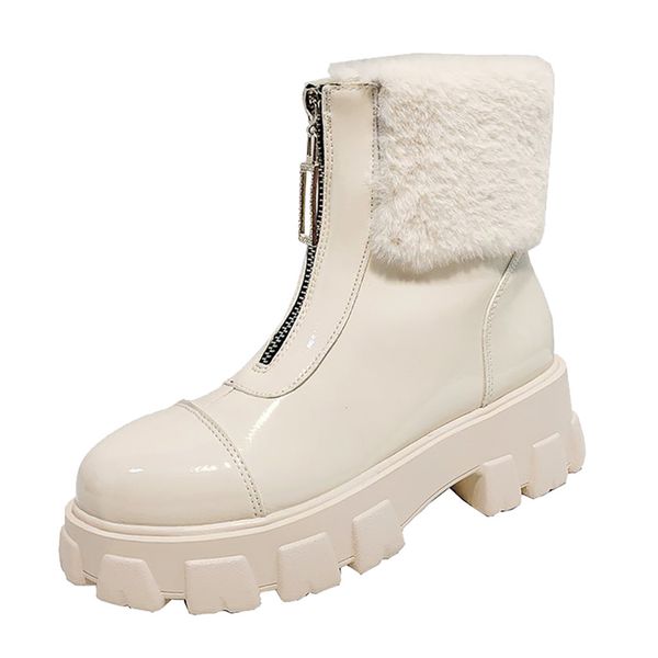 

jaycosin women's boots shoes women fashion pure color round toe zipper boot square heels vintage women boot winter boots, Black