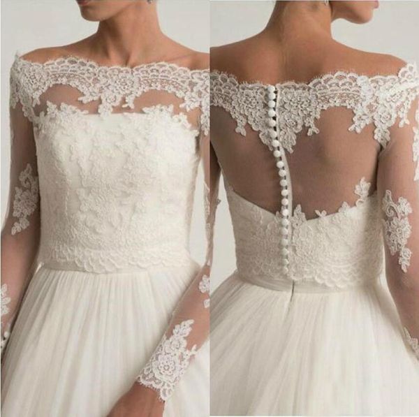 

new fashion long sleeve bridal wedding bolero lace white bateau neck 2020 wedding jackets wrap shawl wedding accessory