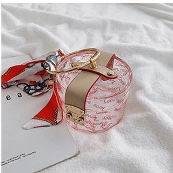 

transparent designer handbags 2020 new fashion scarf wild handbag retro small round bag