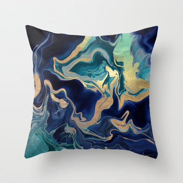 

new arrival stylish gold indigo marble funny vintage style printing unique throw pillows square concealed zipper nice pillowcase pillow case