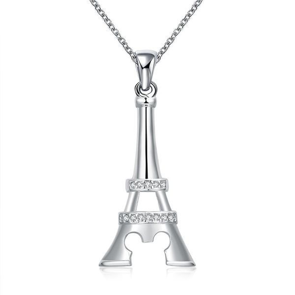 

wedding tower sterling silver plated jewelry necklace for women wn701,nice 925 silver pendant necklaces with chain