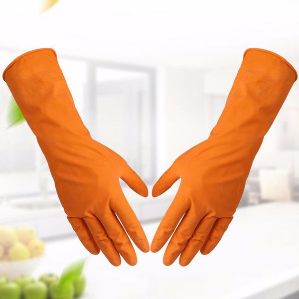 

2018 new kitchen rubber cleaning gloves with lining reusable household waterproof dishwashing gloves (2-pack) dropshipping