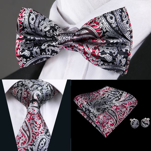 

hi-tie 100% silk mens tie novelty floral tie with bowtie woven with handkerchief cufflinks wedding dress fashion suit lh-0703 d-0359, Black;blue