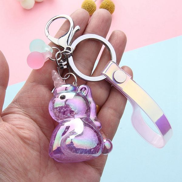 

мода пузырьки воздуха единорог keychain женщин ювелирные изделия акриловые подвеска key chain автомобилей сумки аксессуары брелки, Silver