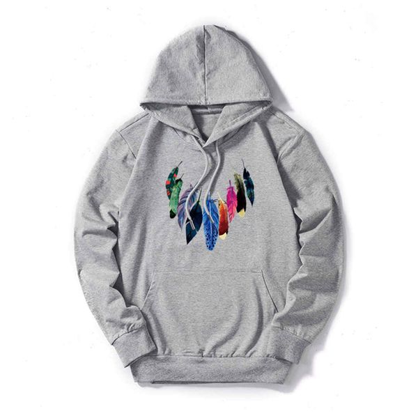 

man designer hoodies luxury sweatshirt mens woman hoodies streerwear fashion brand pullover long sleeve 9 colorful feathers good quality, Black