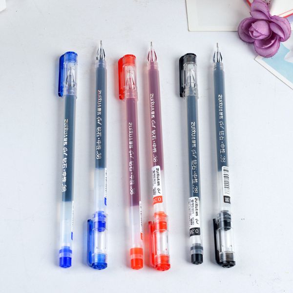 

6 pcs neutral pen large capacity 0.38 creative lovely transparent gift pen caneta gel supplies kawaii school supplies stationery