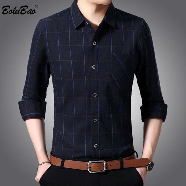 

bolubao brand men shirts plaid print youth male shirt business casual fashion formal turndown collar men's shirts clothing, White;black