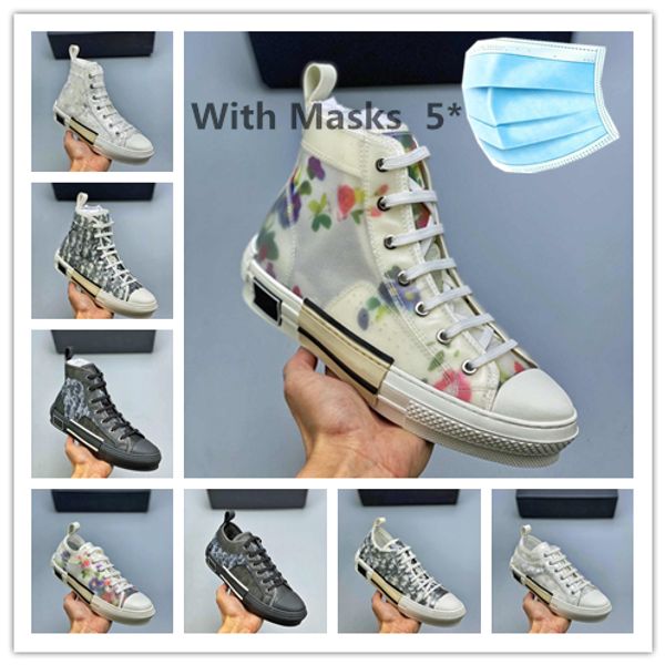 

2020 new 19ss oblique technology fabrics b23 high help casual shoes men luxury designer shoes women fashion casual shoes with box 35-44, Black