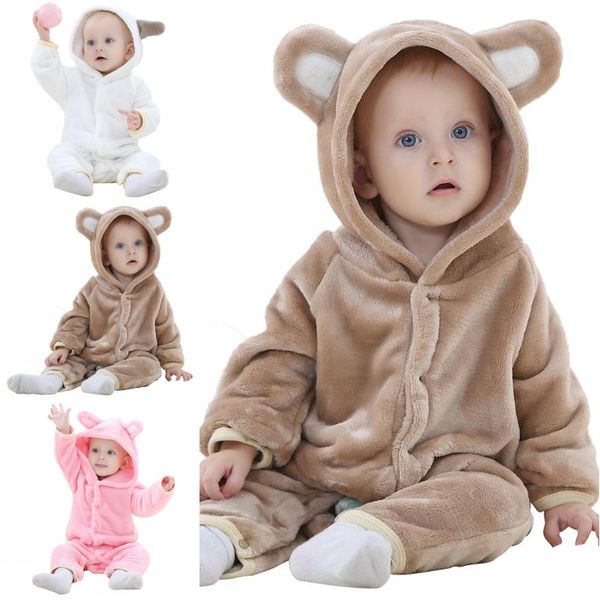 

baby cartoon flannel bear cosplay romper jumpsuit coat kids boys girls one-piece homewear climbing clothing toddler winter warm sleepwear, Blue