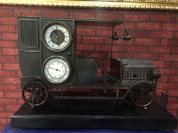 

54 cm europe retro bronze marble wecker car model mechanical swing table clock