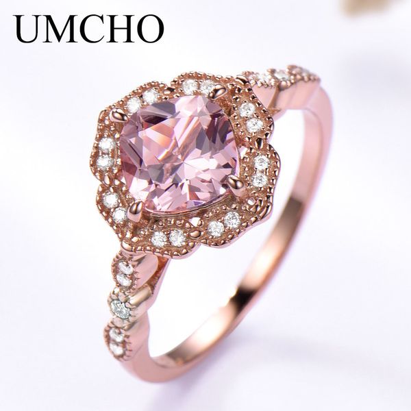 

umcho silver 925 nano morganite rings for women engagement party rose gold color ring new fashion promise rings fine jewelry, Slivery;golden