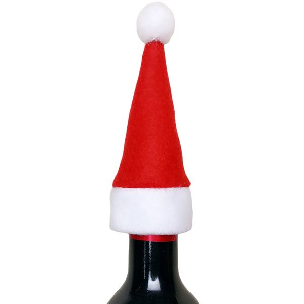 

10pcs christmas silverware holder santa hat pockets knife spoon fork bag wine bottle cap er candy cover party decorations