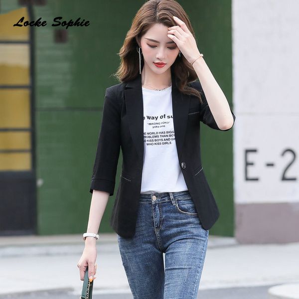 

women's suits & blazers womens plus size coats 2021 spring cotton blend splicing slim fit small jackets ladies skinny office, White;black