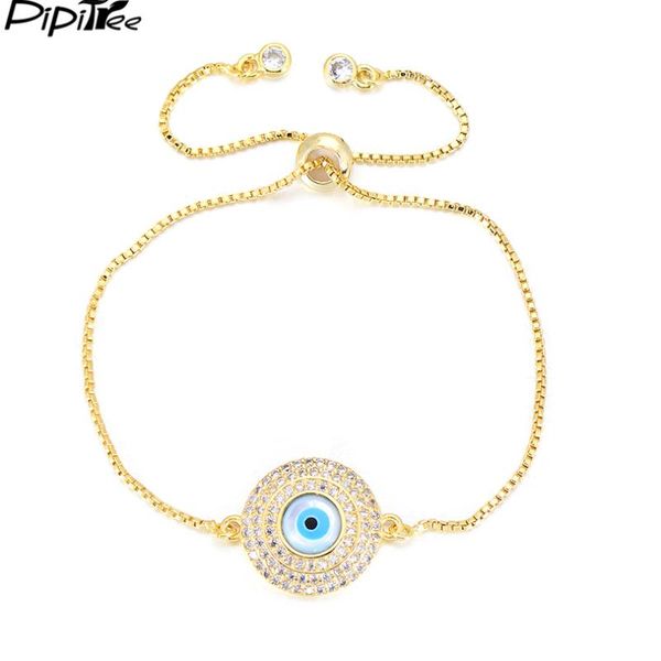 

pipitree full micro cz stones paved natural shell charms big round evil eye bracelets for men chain bracelet jewelry pulseras, Black