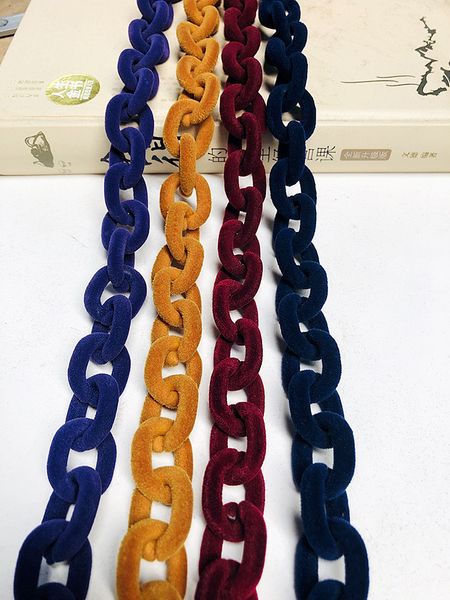 

1.0 meter 18*23mm acrylic velvet necklace strands parts linked bag chains women jewelry diy accessories glasses chains component, Silver