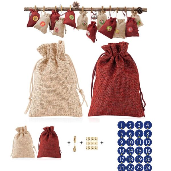 

24pcs/set christmas advent calendar filling candy gift bag with stickers