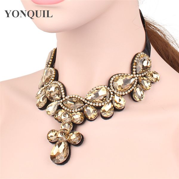 

trendy bohemian necklace false collar fashion elegant crystal women chain statement short collier fashion jewelry 3 color sybc43, Golden;silver