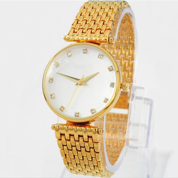 

women watch gold color luxury wristwatch beautiful dress watches quartz movement new arrival stainless steel fashion wristwatch, Slivery;brown