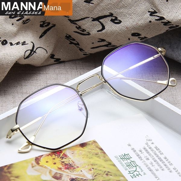 

personalized irregular myopia polygon frame metal plain glasses kick-off myopia glasses, Silver