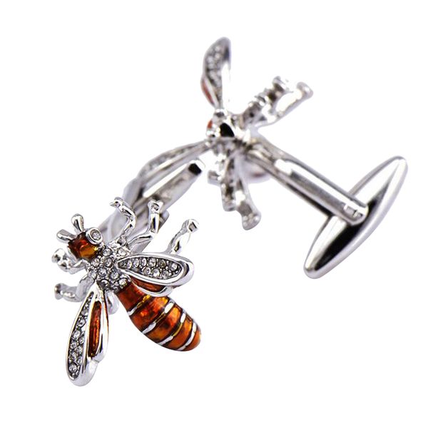 

1 pair yellow bee cufflinks cuff links for men women shirts wedding party, Silver