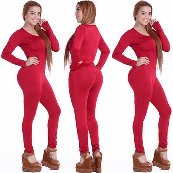 

tight bodysuit overalls night club rompers womens jumpsuit playsuit bodycon jumpsuit macacao woman 2016 long sleeve 4 color, Black;white