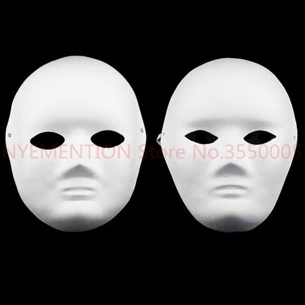 

100pcs diy hand-painted pulp plaster covered paper blank mask female male masks with bungee cord party costume